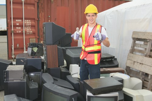 Stacks of separated recycling ready for pickup